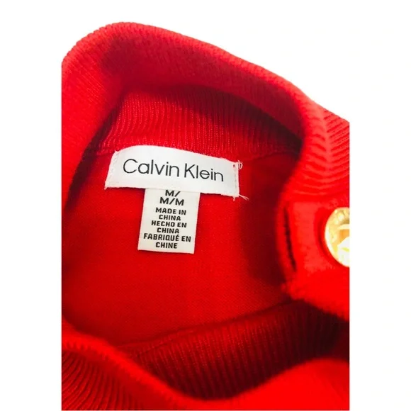 NWT Calvin Klein Sz Medium Red Mock Neck Pullover - Picture 7 of 10
